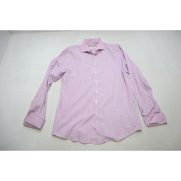 Thomas Pink Dress Shirt Slim Fit French Cuff Designer Striped Mens 16.5-36 Large - Picture 5 of 9